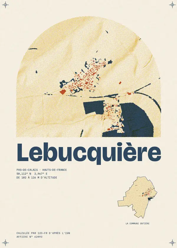 Affiche de Lebucquière, calculée par 123-fr d'après l'IGN