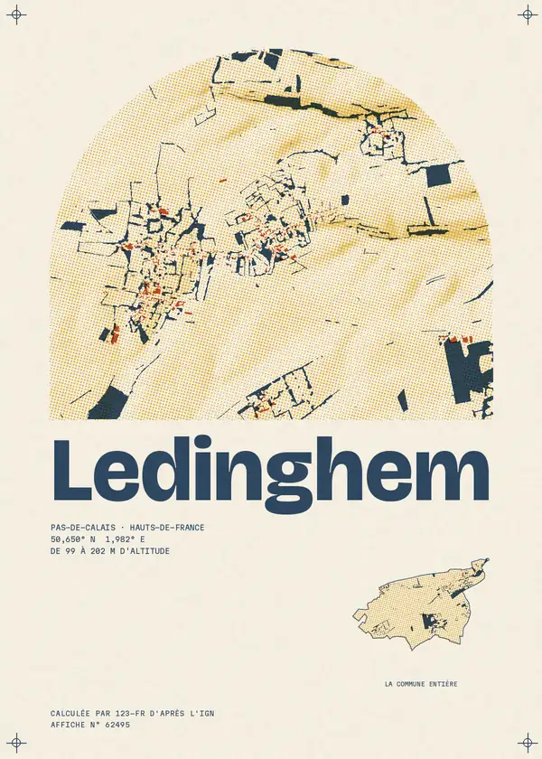 Affiche de Ledinghem, calculée par 123-fr d'après l'IGN
