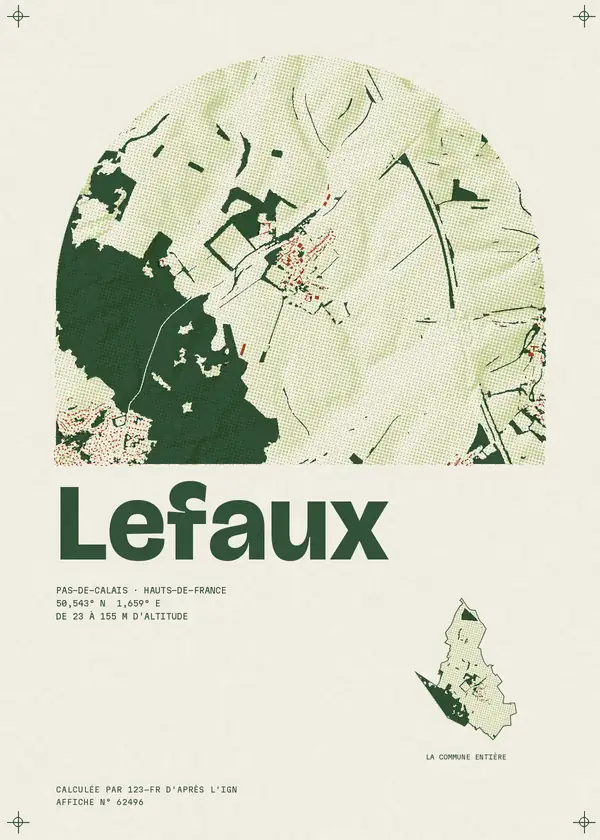 Affiche de Lefaux, calculée par 123-fr d'après l'IGN