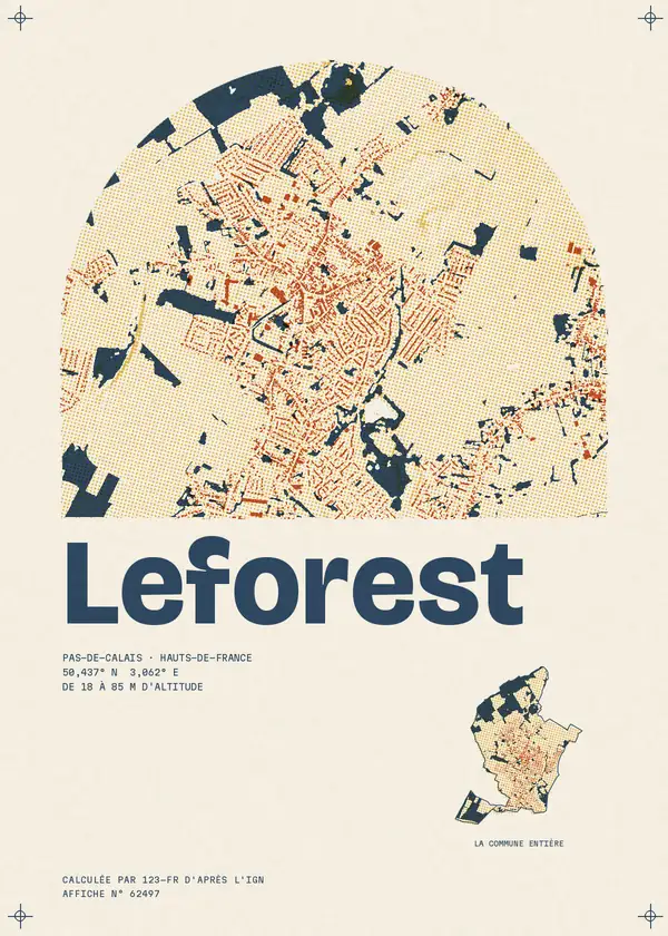 Affiche de Leforest, calculée par 123-fr d'après l'IGN