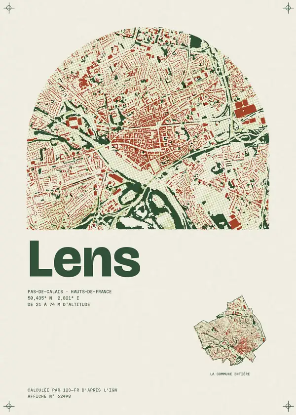 Affiche de Lens, calculée par 123-fr d'après l'IGN