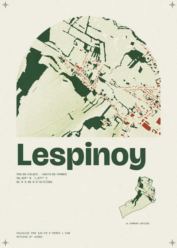 Affiche de Lespinoy, calculée par 123-fr d'après l'IGN