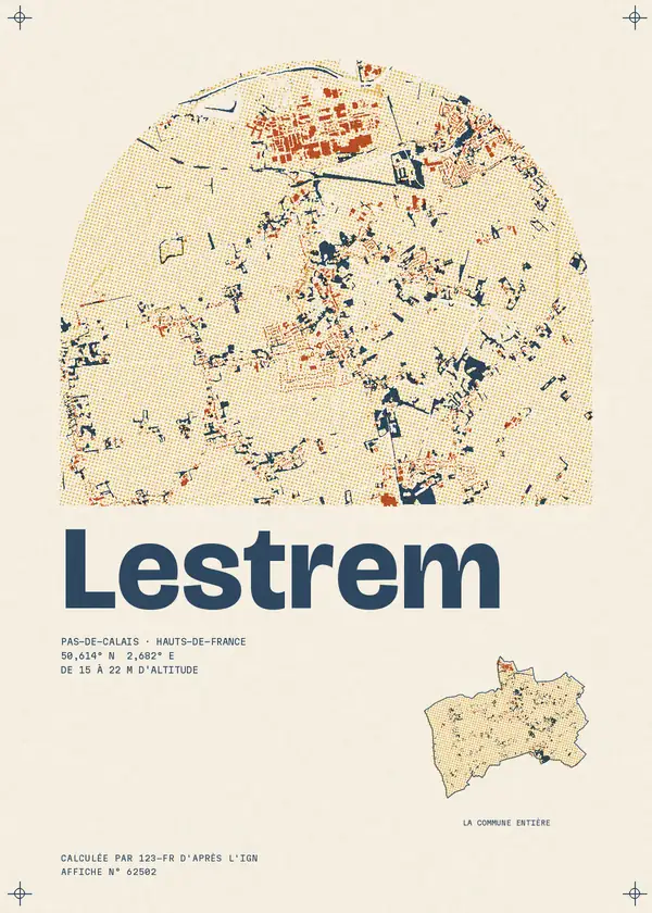 Affiche de Lestrem, calculée par 123-fr d'après l'IGN