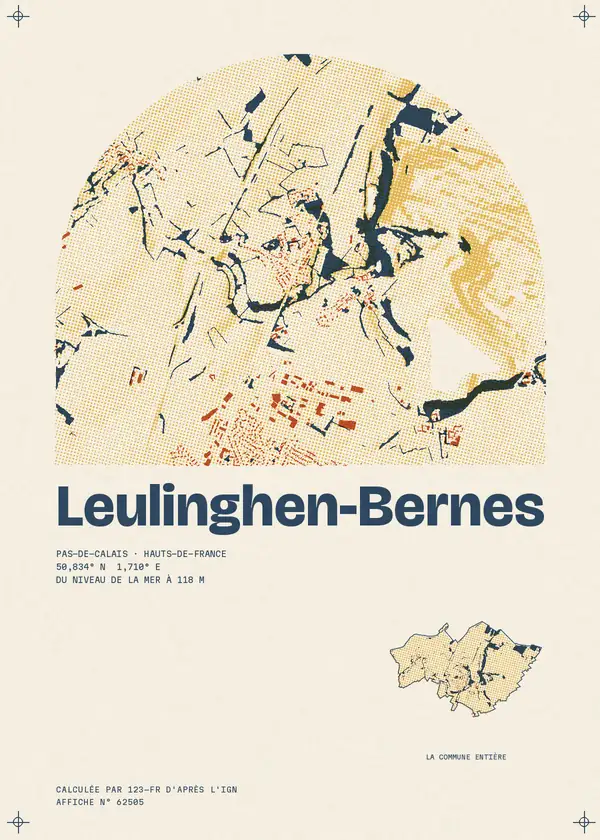 Affiche de Leulinghen-Bernes, calculée par 123-fr d'après l'IGN