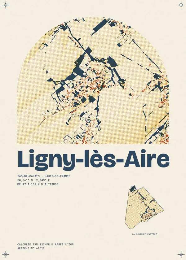Affiche de Ligny-lès-Aire, calculée par 123-fr d'après l'IGN