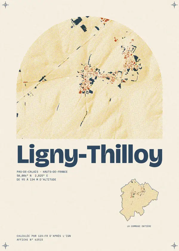 Affiche de Ligny-Thilloy, calculée par 123-fr d'après l'IGN