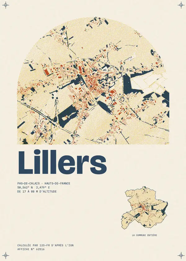 Affiche de Lillers, calculée par 123-fr d'après l'IGN