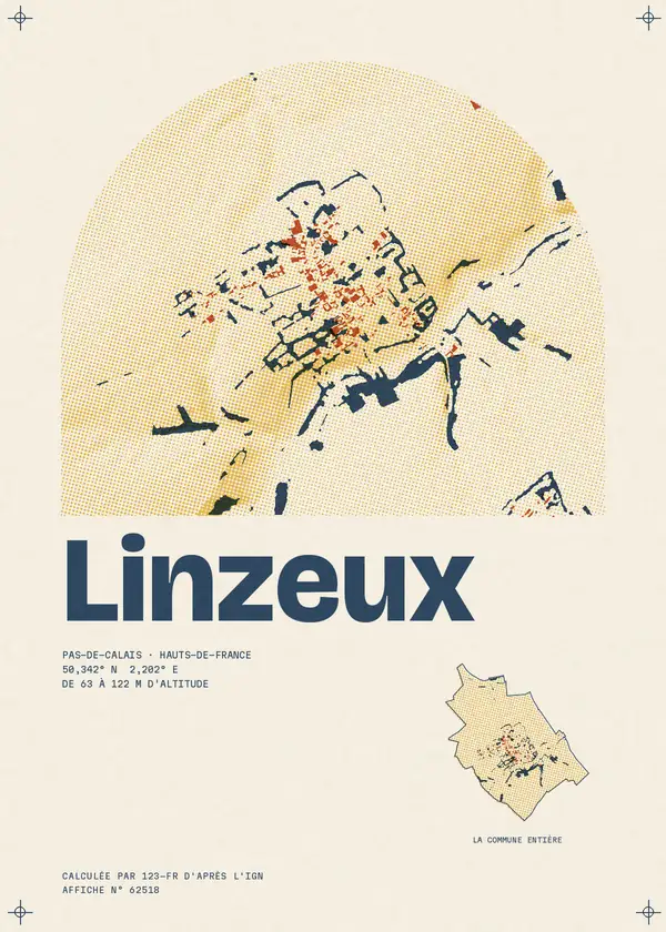 Affiche de Linzeux, calculée par 123-fr d'après l'IGN