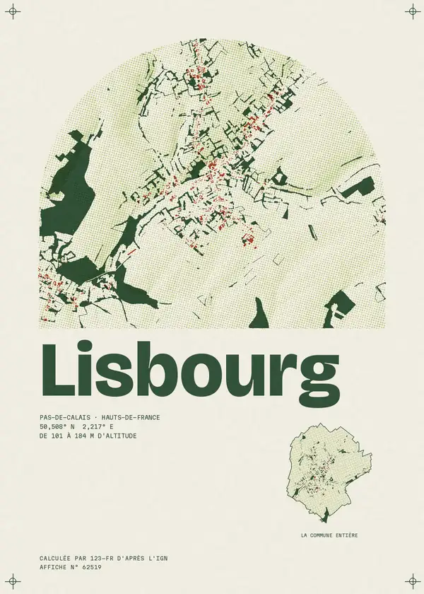 Affiche de Lisbourg, calculée par 123-fr d'après l'IGN
