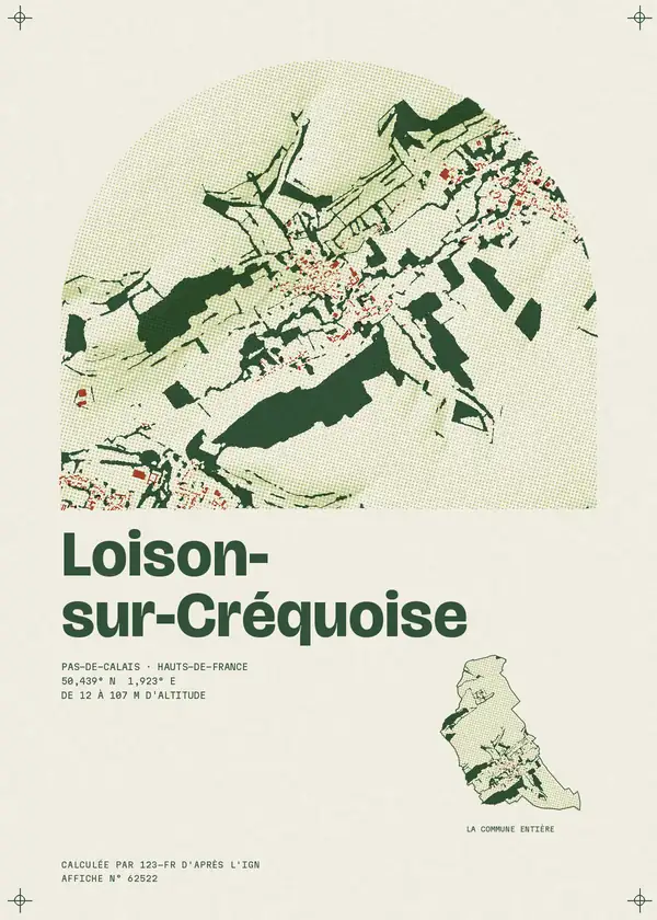 Affiche de Loison-sur-Créquoise, calculée par 123-fr d'après l'IGN