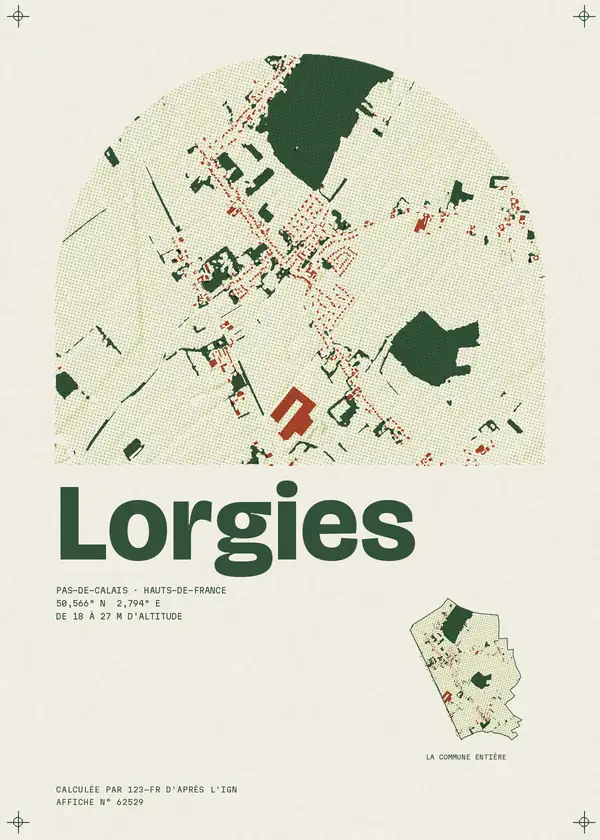 Affiche de Lorgies, calculée par 123-fr d'après l'IGN