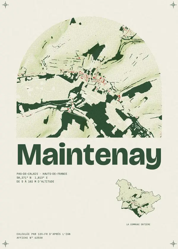 Affiche de Maintenay, calculée par 123-fr d'après l'IGN