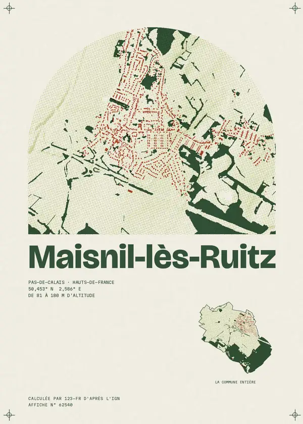Affiche de Maisnil-lès-Ruitz, calculée par 123-fr d'après l'IGN