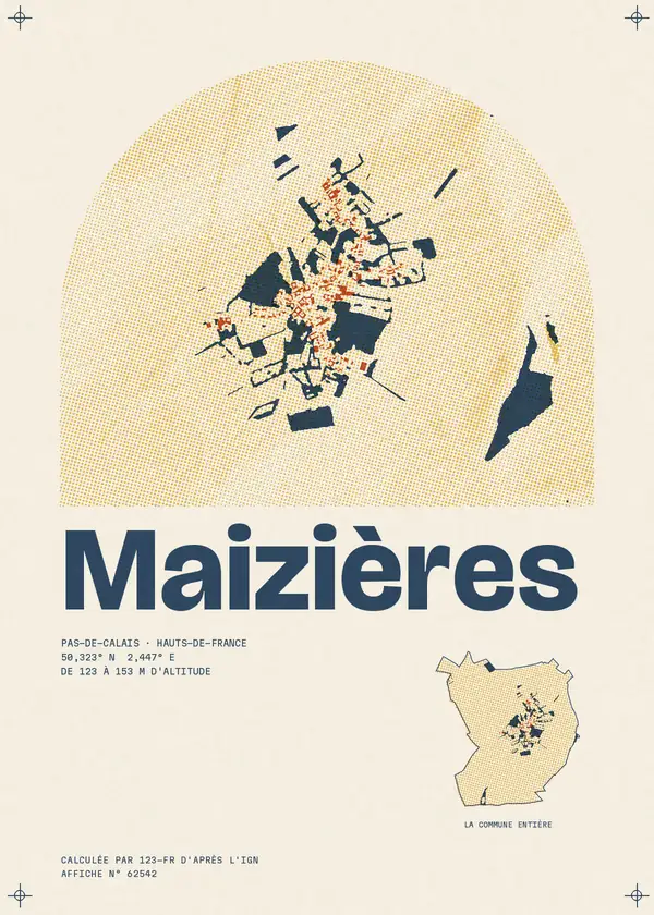 Affiche de Maizières, calculée par 123-fr d'après l'IGN