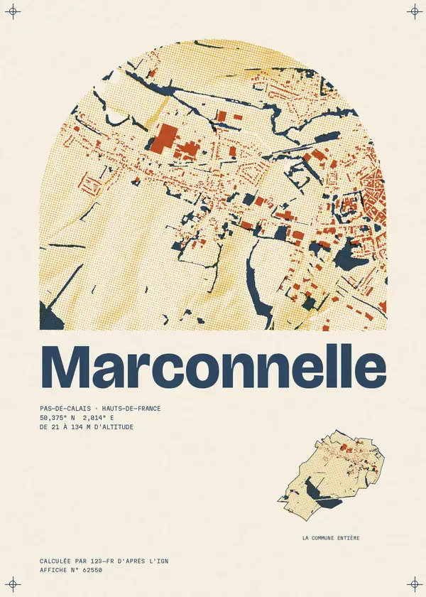 Affiche de Marconnelle, calculée par 123-fr d'après l'IGN