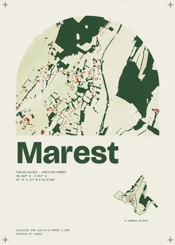 Affiche de Marest, calculée par 123-fr d'après l'IGN