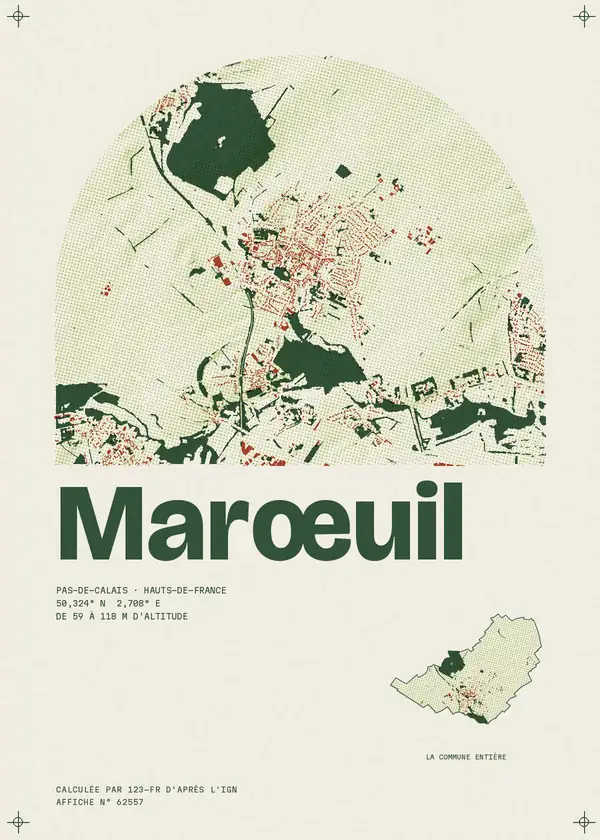 Affiche de Marœuil, calculée par 123-fr d'après l'IGN