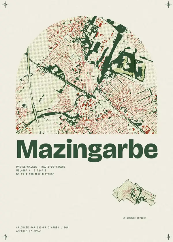 Affiche de Mazingarbe, calculée par 123-fr d'après l'IGN