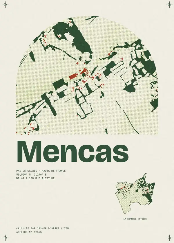 Affiche de Mencas, calculée par 123-fr d'après l'IGN