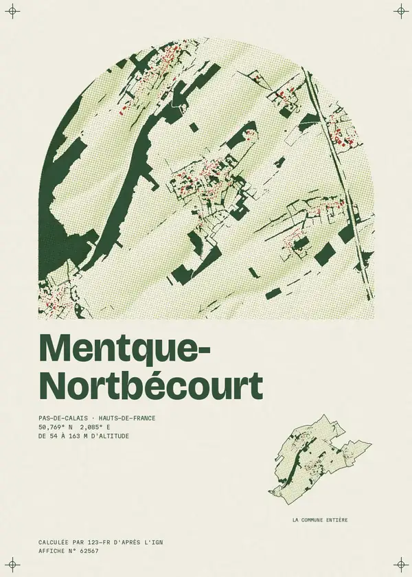 Affiche de Mentque-Nortbécourt, calculée par 123-fr d'après l'IGN