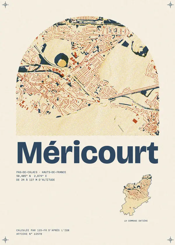Affiche de Méricourt, calculée par 123-fr d'après l'IGN