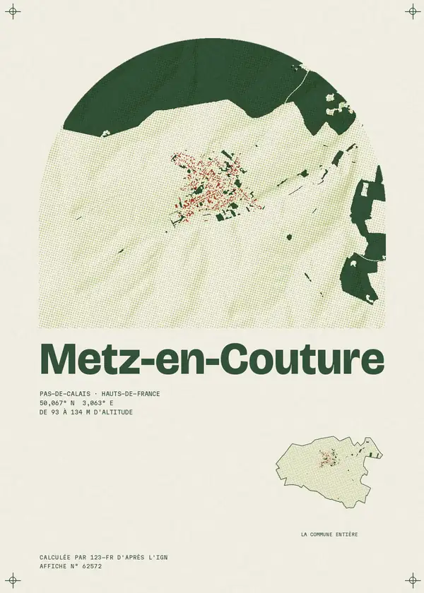 Affiche de Metz-en-Couture, calculée par 123-fr d'après l'IGN