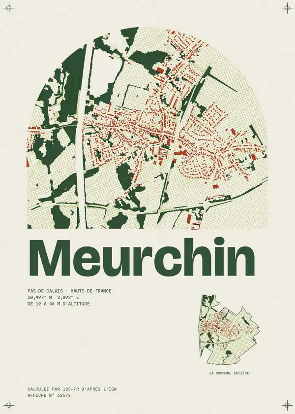 Affiche de Meurchin, calculée par 123-fr d'après l'IGN