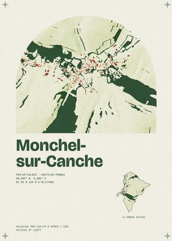 Affiche de Monchel-sur-Canche, calculée par 123-fr d'après l'IGN