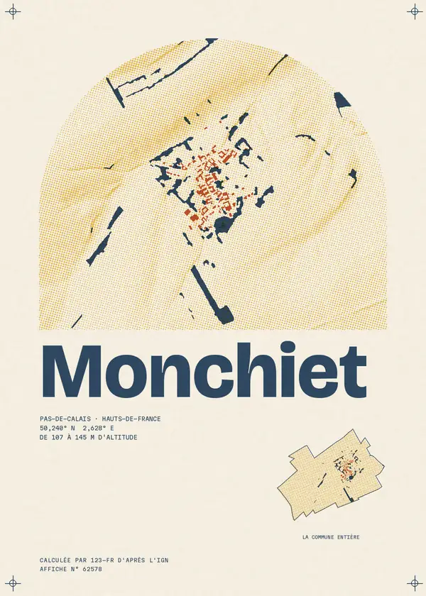 Affiche de Monchiet, calculée par 123-fr d'après l'IGN