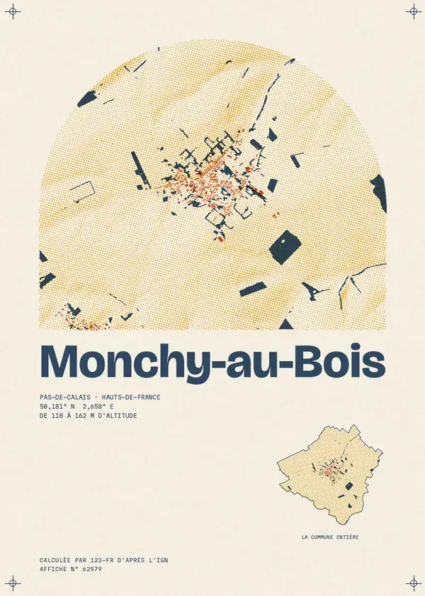 Affiche de Monchy-au-Bois, calculée par 123-fr d'après l'IGN