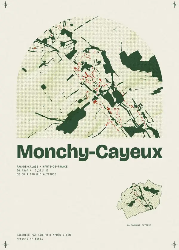 Affiche de Monchy-Cayeux, calculée par 123-fr d'après l'IGN