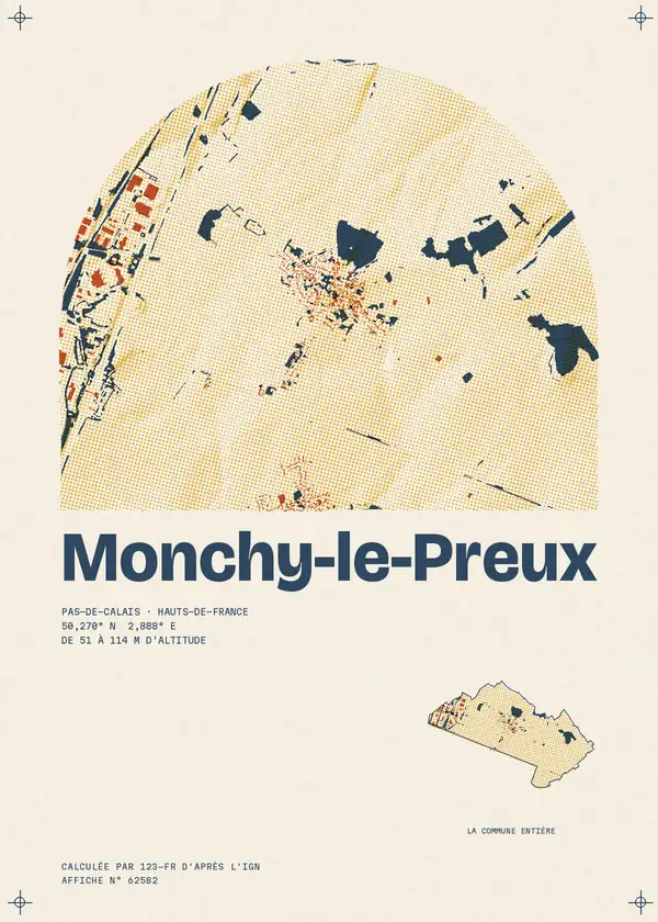 Affiche de Monchy-le-Preux, calculée par 123-fr d'après l'IGN