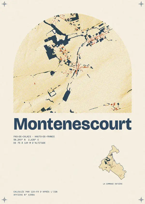 Affiche de Montenescourt, calculée par 123-fr d'après l'IGN