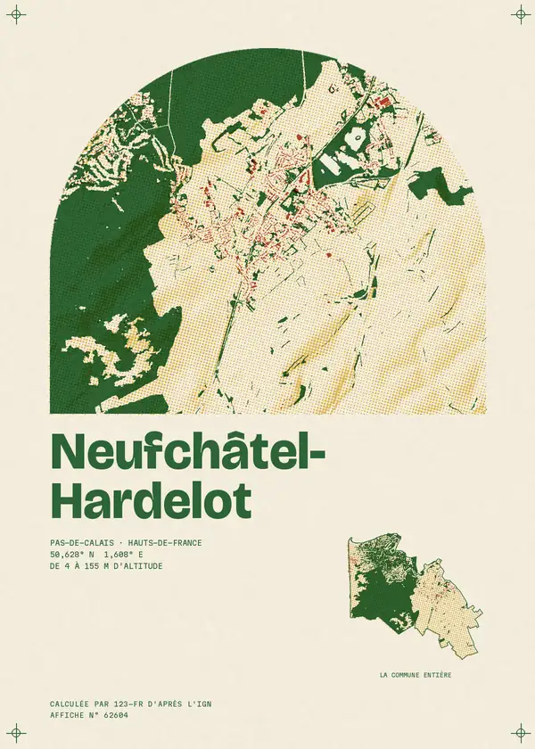 Affiche de Neufchâtel-Hardelot, calculée par 123-fr d'après l'IGN