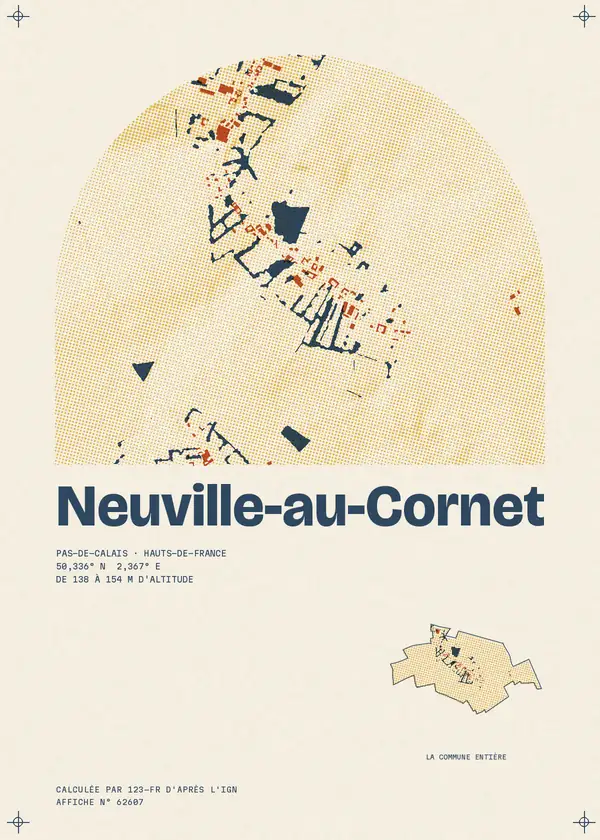 Affiche de Neuville-au-Cornet, calculée par 123-fr d'après l'IGN