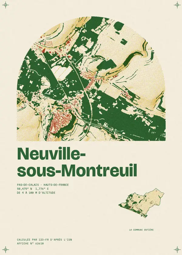 Affiche de Neuville-sous-Montreuil, calculée par 123-fr d'après l'IGN