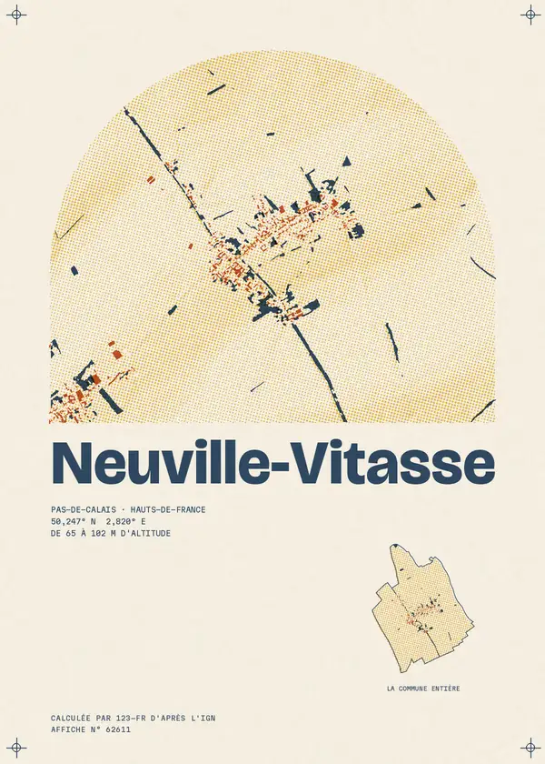 Affiche de Neuville-Vitasse, calculée par 123-fr d'après l'IGN