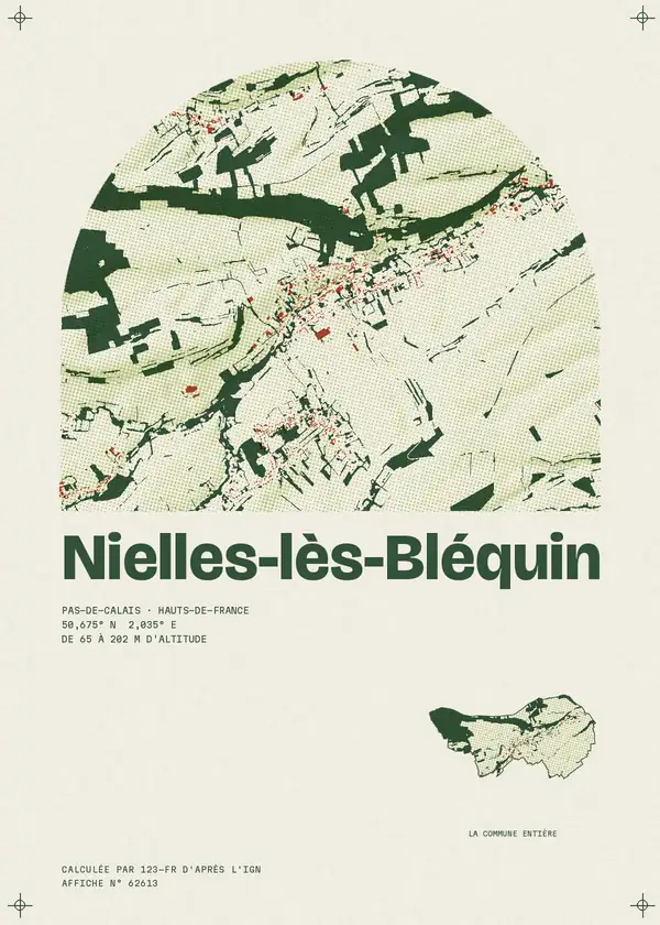 Affiche de Nielles-lès-Bléquin, calculée par 123-fr d'après l'IGN