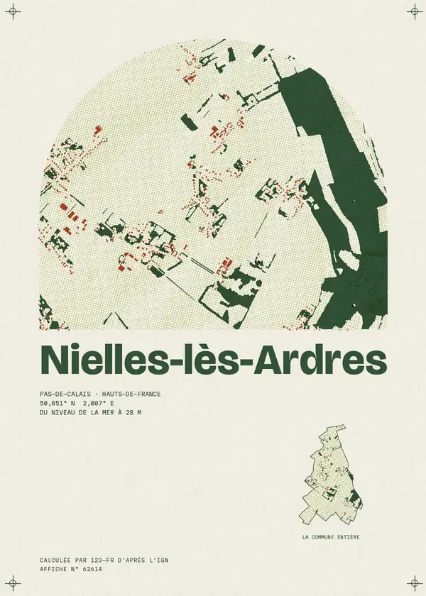 Affiche de Nielles-lès-Ardres, calculée par 123-fr d'après l'IGN