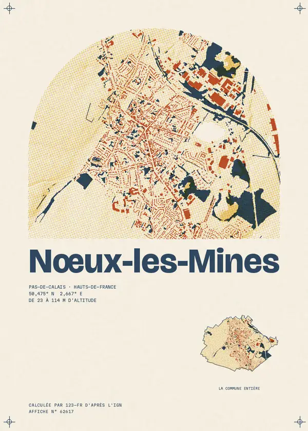 Affiche de Nœux-les-Mines, calculée par 123-fr d'après l'IGN