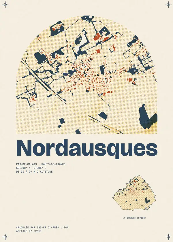 Affiche de Nordausques, calculée par 123-fr d'après l'IGN