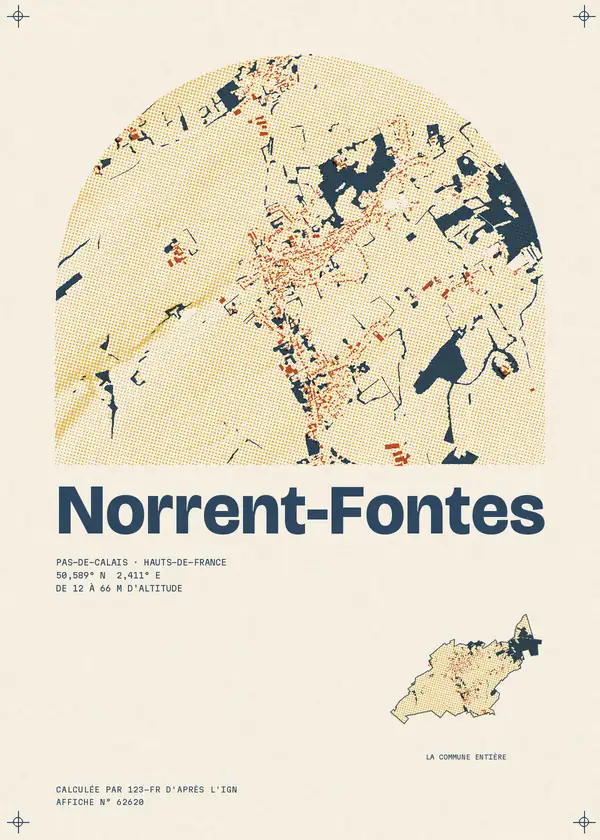 Affiche de Norrent-Fontes, calculée par 123-fr d'après l'IGN