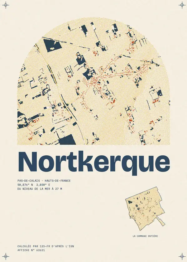 Affiche de Nortkerque, calculée par 123-fr d'après l'IGN