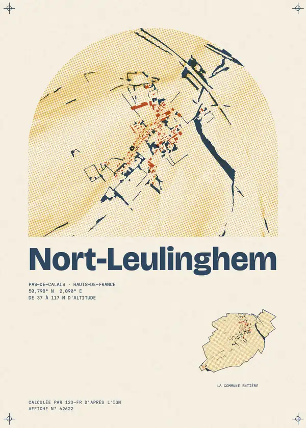 Affiche de Nort-Leulinghem, calculée par 123-fr d'après l'IGN