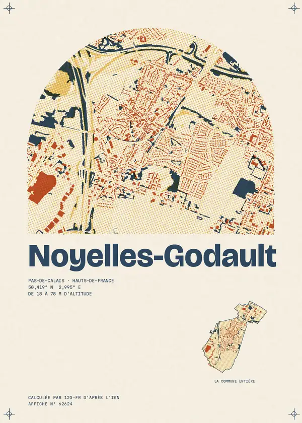 Affiche de Noyelles-Godault, calculée par 123-fr d'après l'IGN