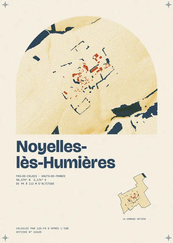 Affiche de Noyelles-lès-Humières, calculée d'après l'IGN