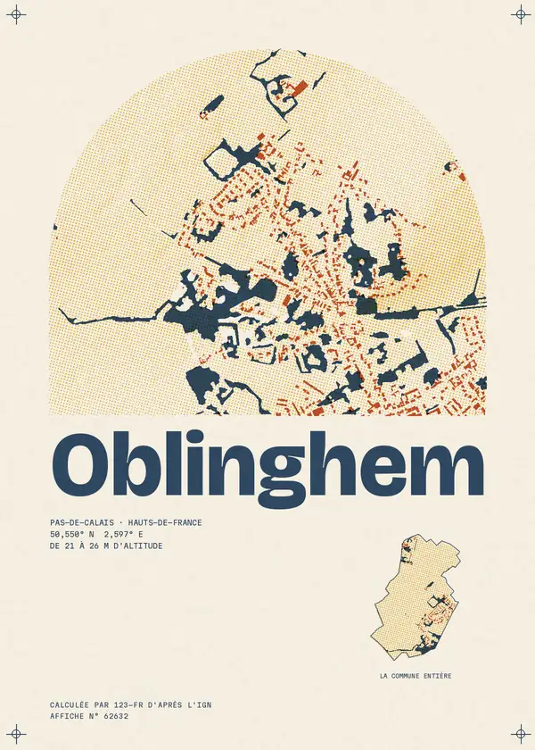 Affiche de Oblinghem, calculée par 123-fr d'après l'IGN