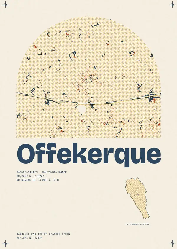 Affiche de Offekerque, calculée par 123-fr d'après l'IGN