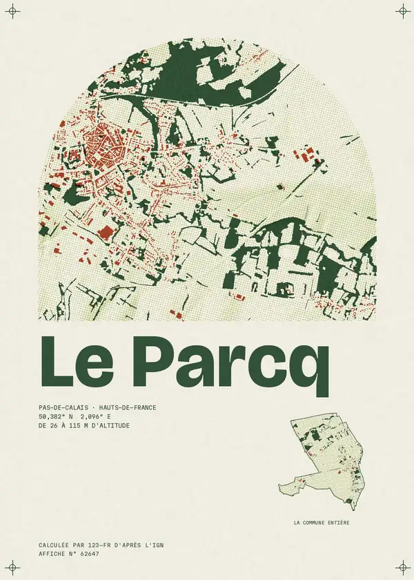 Affiche de Le Parcq, calculée par 123-fr d'après l'IGN