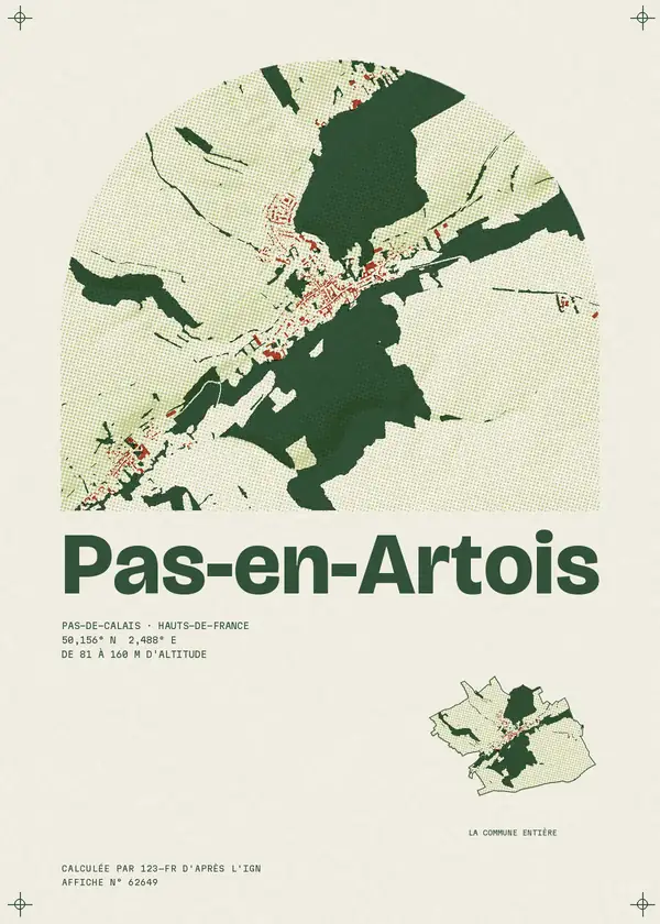 Affiche de Pas-en-Artois, calculée par 123-fr d'après l'IGN